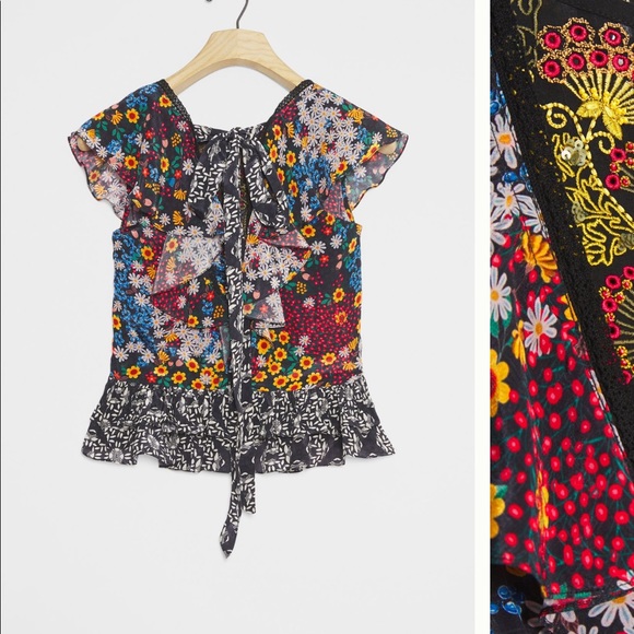 (XL) Neda Beaded Short Sleeve Blouse - Picture 3 of 4